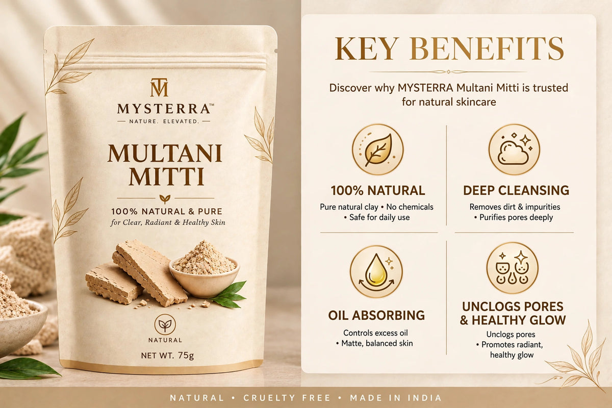 MYSTERRA Multani Mitti Face Pack Powder – Pack of 4 × 75g (300g)